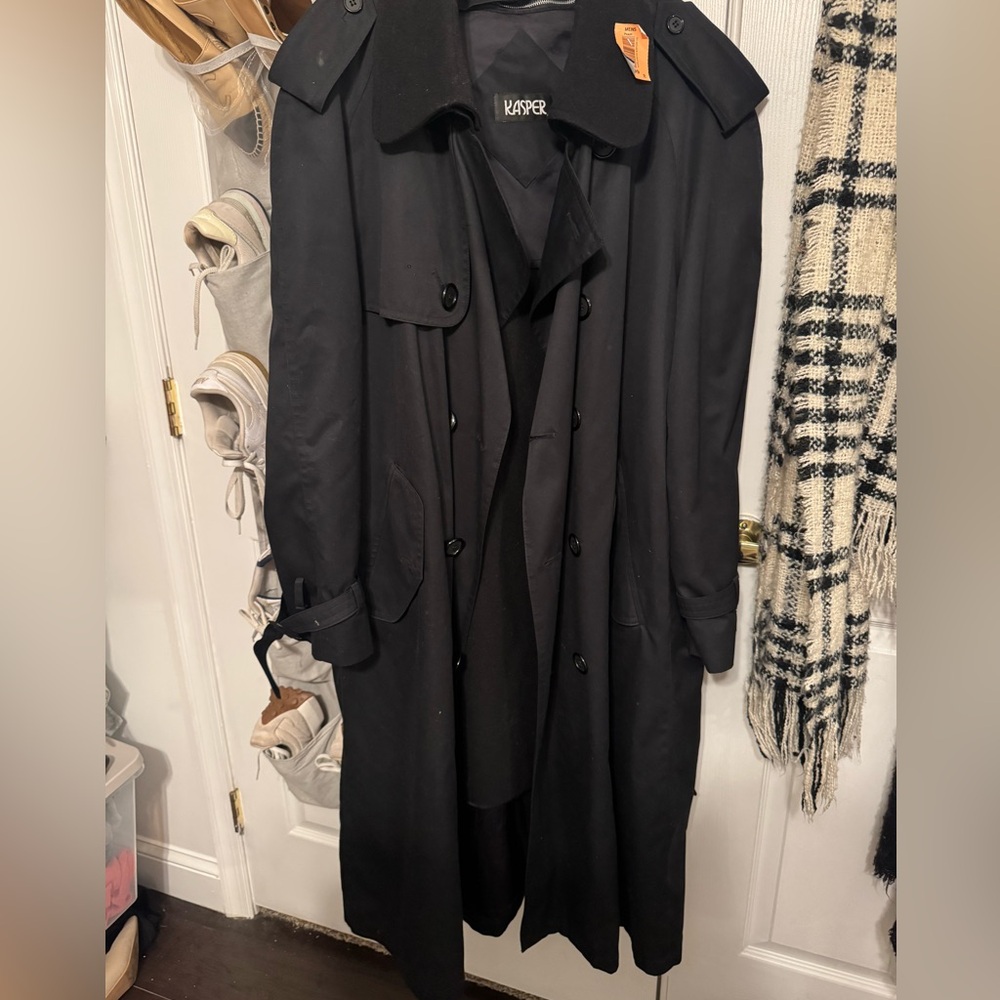 Kasper unisex black trench coat